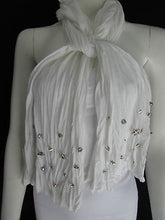 New Women Soft Fabric Fashion White / Blue /  Gray / Black Scarf Long Necklace Silver Metal Stars Studs - alwaystyle4you - 8